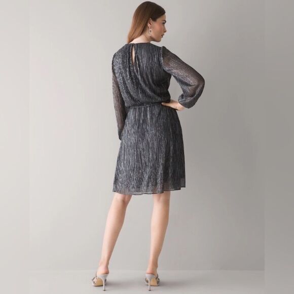 White House Black Market Shimmer Blouson Dress Size Small - Picture 2 of 13